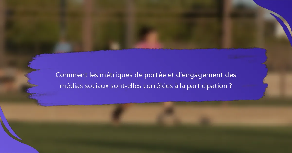 Comment les métriques de portée et d'engagement des médias sociaux sont-elles corrélées à la participation ?