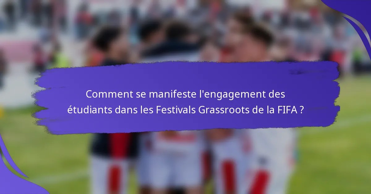 Comment se manifeste l'engagement des étudiants dans les Festivals Grassroots de la FIFA ?
