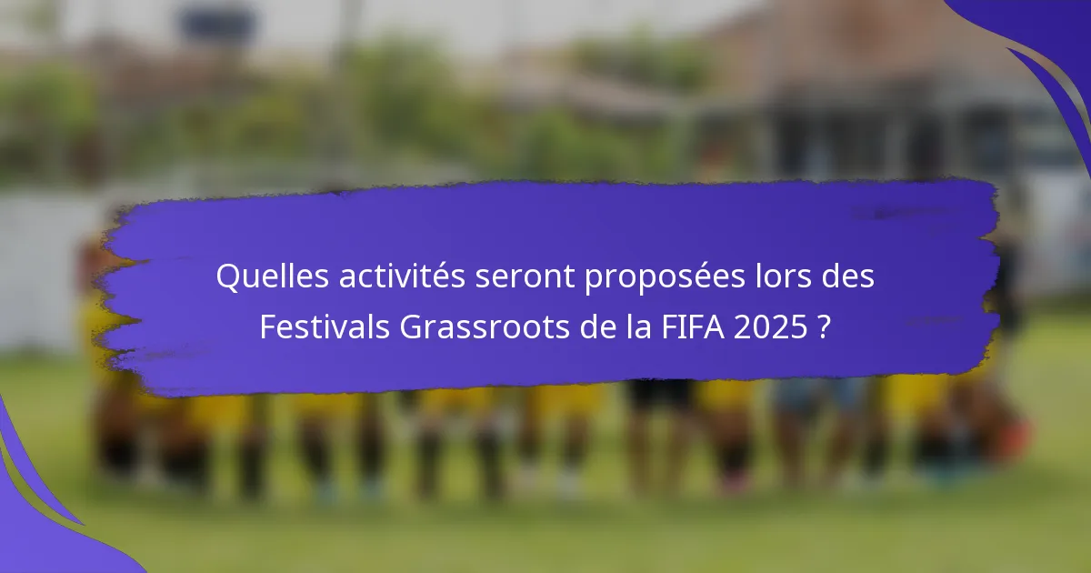 Quelles activités seront proposées lors des Festivals Grassroots de la FIFA 2025 ?
