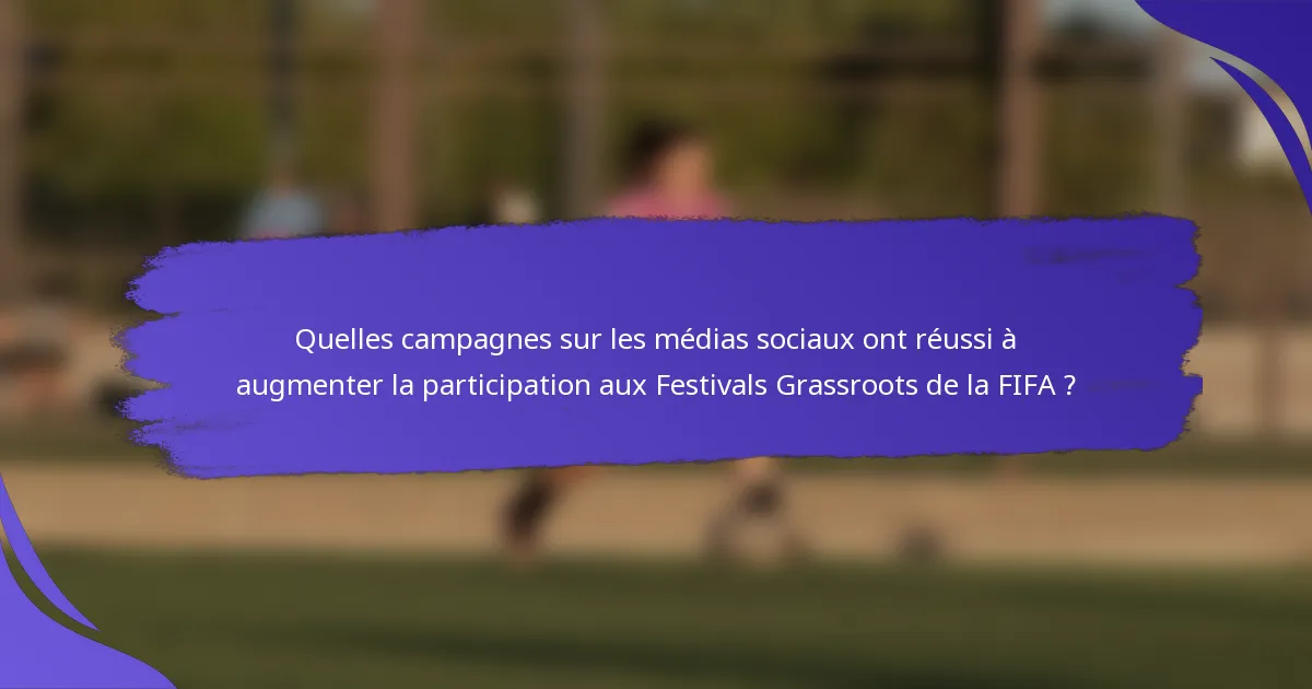 Quelles campagnes sur les médias sociaux ont réussi à augmenter la participation aux Festivals Grassroots de la FIFA ?